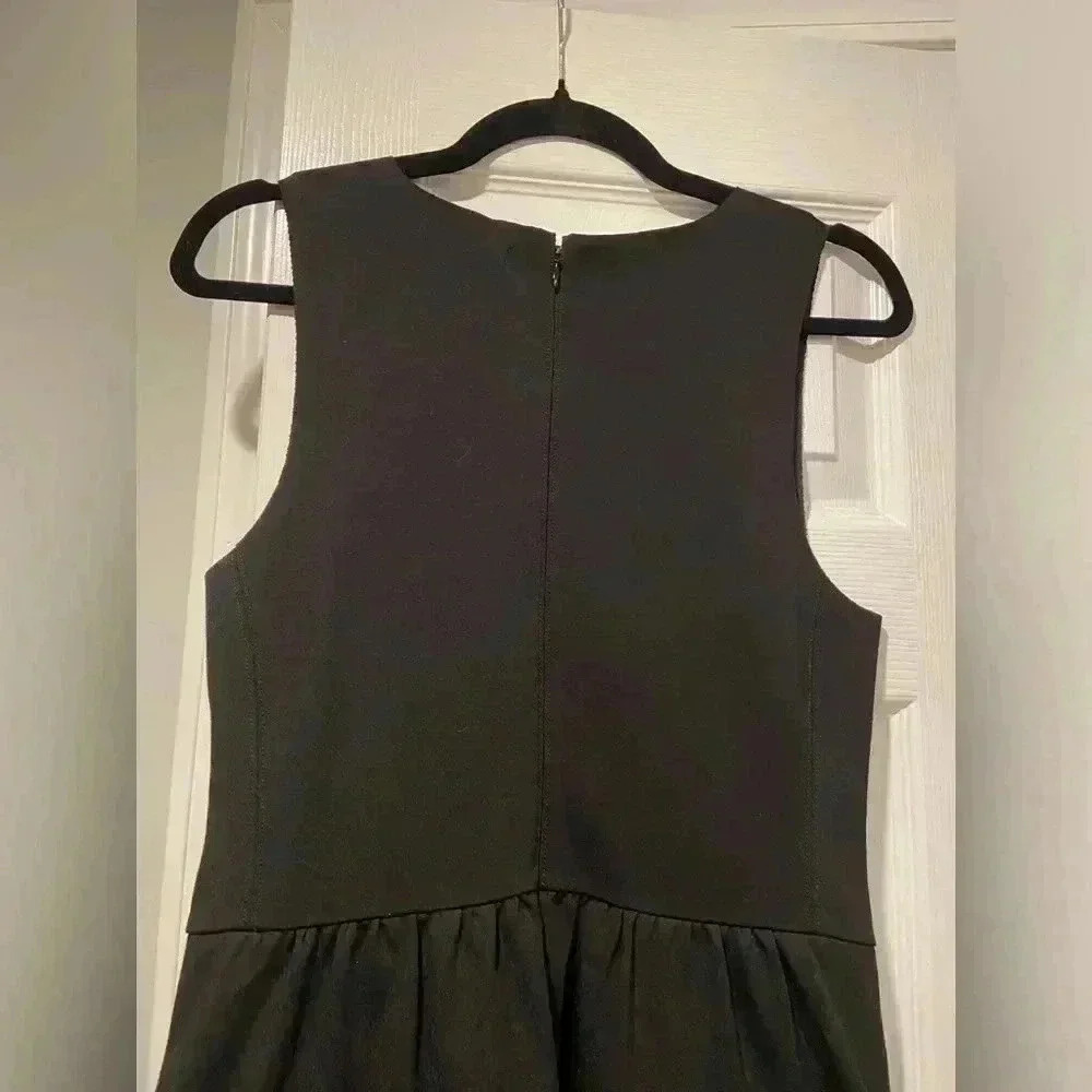 Madewell Stretchy Black Ribbed Mini Tank Dress Zip Back Bodycon Scuba Size Small - Picture 7 of 14